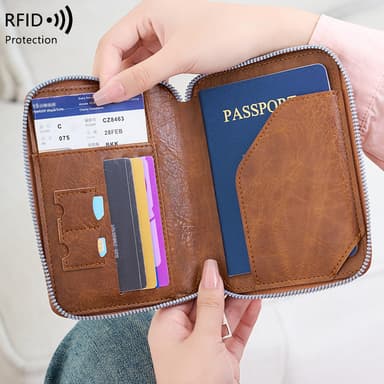 RFID-lompakkokotelo - Turvallinen matkalompakko & asiakirjajärjestäjä Ruskea
