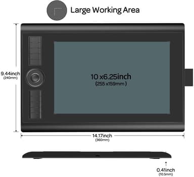GAOMON M10K Version Pen Tablet - 25,4 x 16,9 cm graafinen tabletti, jossa 8192 paineentunnistustasoa