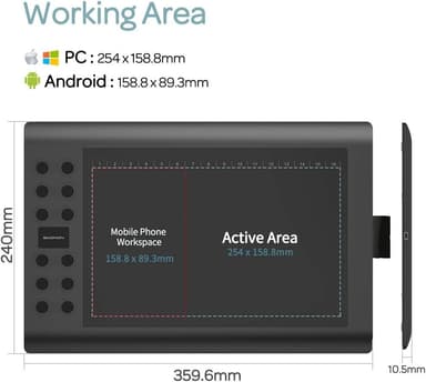 Ammattimainen graafinen piirustuslevy 12+16 ohjelmointipainikkeella. Yhteensopiva Windows Mac Androidin kanssa ja se on akkuvapaa