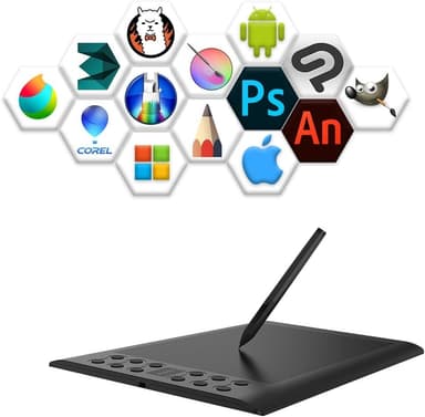 Ammattimainen graafinen piirustuslevy 12+16 ohjelmointipainikkeella. Yhteensopiva Windows Mac Androidin kanssa ja se on akkuvapaa