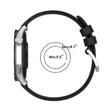 18 mm silikoniranneke Huawei Watch GT 4 41mm, Garmin Venu 3S, LG Watchille Musta
