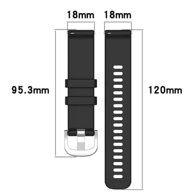 18 mm silikoniranneke Huawei Watch GT 4 41mm, Garmin Venu 3S, LG Watchille Musta