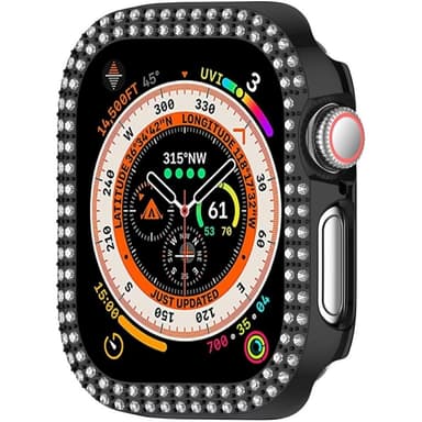 Kellosarjalle 10, 42 mm:n kotelon kansikehys Bling tekojalokivisisustus - musta