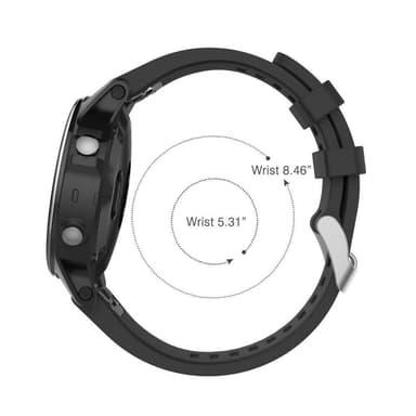 Silikoninen kellohihna Garmin Fenix 5S Plus -puhelimelle Musta