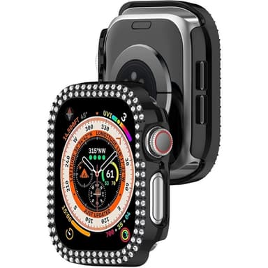 Kellosarjalle 10, 42 mm:n kotelon kansikehys Bling tekojalokivisisustus - musta