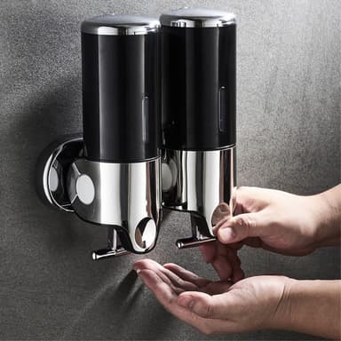 Kaksipäällinen saippua-annostelija 1000 ml ruostumattomasta teräksestä käsin painettava shampoo-suihkupumppu