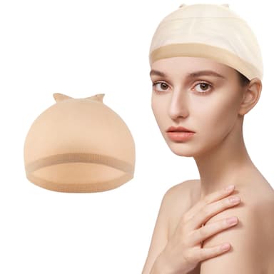 4 Pack Wig Grip Cap, hengittävä nailon peruukkihattu naisille Beige