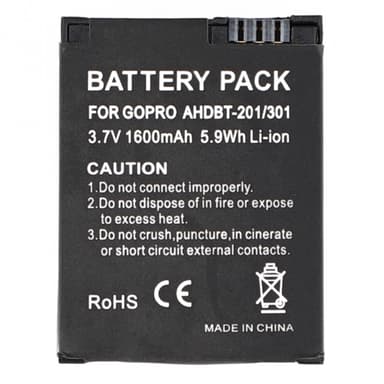 GoPro Hero 3 -kameran akku 3,7 V 1600 mAh AHDBT-201/301 vaihtoakku