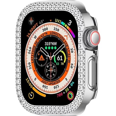 Kellosarjalle 10, 42 mm:n kotelon kansikehys Bling tekojalokivisisustus - Hopea