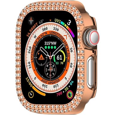Kellosarjalle 10, 42 mm:n kotelon kansikehys Bling tekojalokivisisustus - Rose Gold