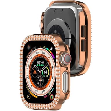Kellosarjalle 10, 42 mm:n kotelon kansikehys Bling tekojalokivisisustus - Rose Gold