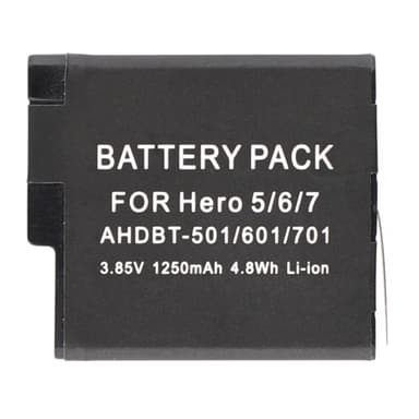 Akku GoPro Hero 7 6 5 3,85 V 1250 mAh AHDBT-501 601 701 vaihtoparistolle