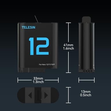 TELESIN S0-ECB-02-TGP akku GoPro Hero 12 11 10 9 1720 mAh vaihto