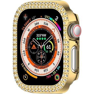 Kellosarjalle 10, 42 mm:n kotelon kansikehys Bling tekojalokivisisustus - Kulta