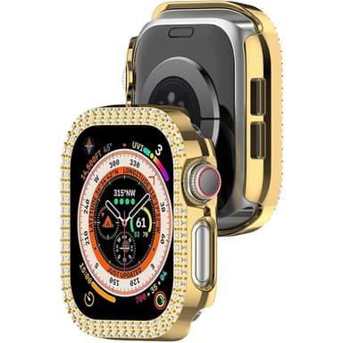 Kellosarjalle 10, 42 mm:n kotelon kansikehys Bling tekojalokivisisustus - Kulta