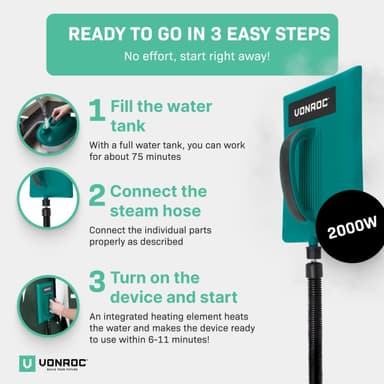 Wallpaper steamer 2000W - 4.5L with 3.5m hose