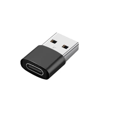 2 pakkauksen USB-C-USB-sovitin tiedonsiirtoon ja lataamiseen Musta
