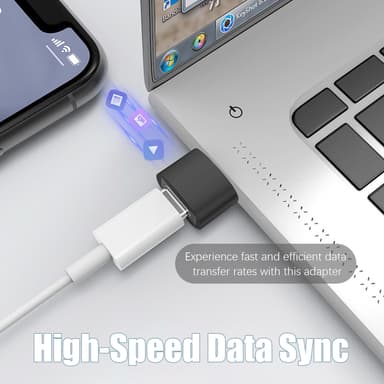 2 pakkauksen USB-C-USB-sovitin tiedonsiirtoon ja lataamiseen Musta