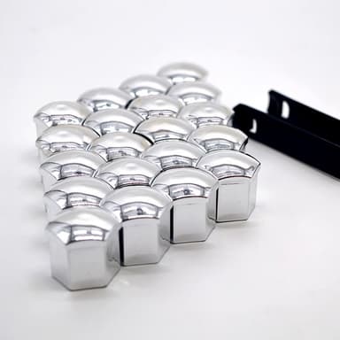 Pyörän mutterin suojus / Pyörän pultin suojus 20 kpl asennustyökalulla Hopea 17 mm