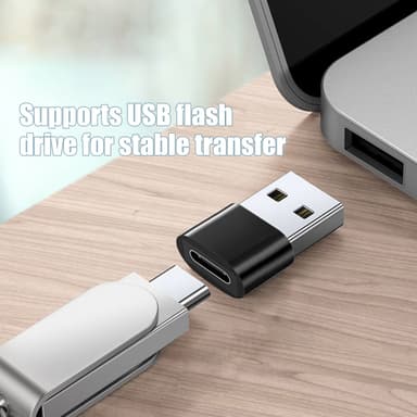2 pakkauksen USB-C-USB-sovitin tiedonsiirtoon ja lataamiseen Musta