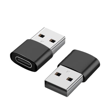 2 pakkauksen USB-C-USB-sovitin tiedonsiirtoon ja lataamiseen Musta