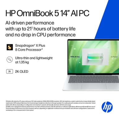 HP OmniBook 5 14 Snap-8C/16/512/OLED 14" Copilot+ PC kannettava