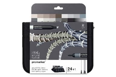 Winsor Promarker set 24st Svart & Grå i förvaringsväska