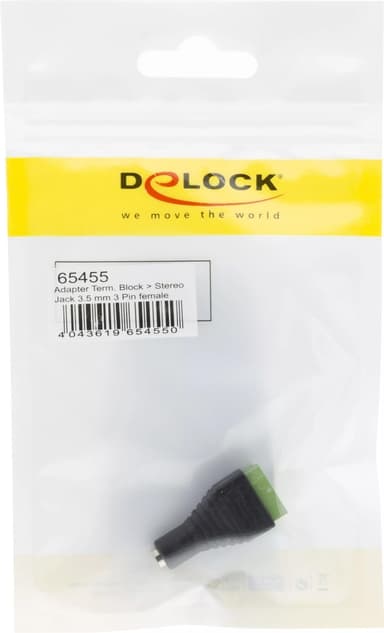 DeLOCK sovitin, 3,5mm stereo na - 3-pin riviliitin, musta