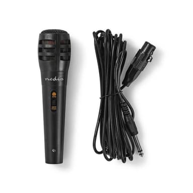 Nedis Langallinen Mikrofoni | Kardioidi | Irroitettava kaapeli | 5.00 m | 80 Hz - 12 kHz | 600 Ohm | -75 dB | On/off-kytkin | Matkakotelo sisältyy | ABS-Muovi / Alumiini | Musta