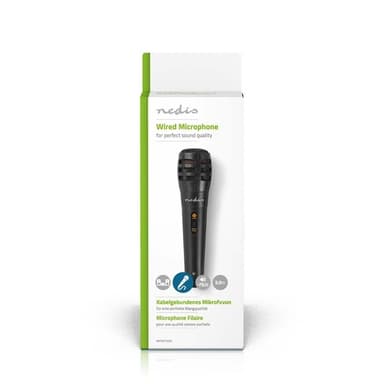 Nedis Langallinen Mikrofoni | Kardioidi | Irroitettava kaapeli | 5.00 m | 80 Hz - 12 kHz | 600 Ohm | -75 dB | On/off-kytkin | Matkakotelo sisältyy | ABS-Muovi / Alumiini | Musta