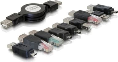 DeLOCK Kaapelilaukku, USB, headset-jousirullakaapelit + adaptereita
