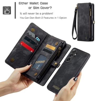 CASEME Samsung Galaxy S25 2-in-1 Irrotettava - Musta