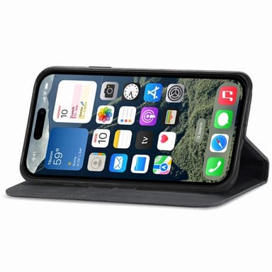 iPhone 16e suojakuori korttipaikalla magneettisesti kiinnittyvä puhelinkotelo - Musta