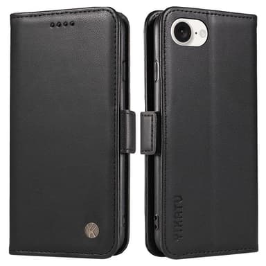 YIKATU YK-003 nahkainen lompakkokotelo iPhone 16e -puhelimelle – Musta