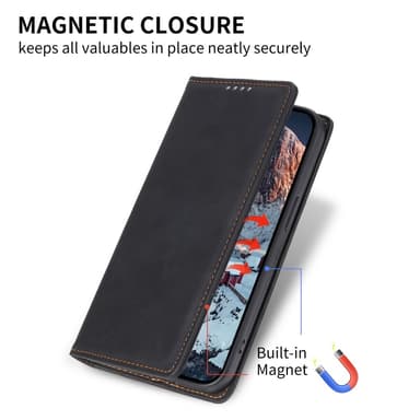 iPhone 16e suojakuori magneettisuljenta kääntyvä puhelinkotelo - Musta