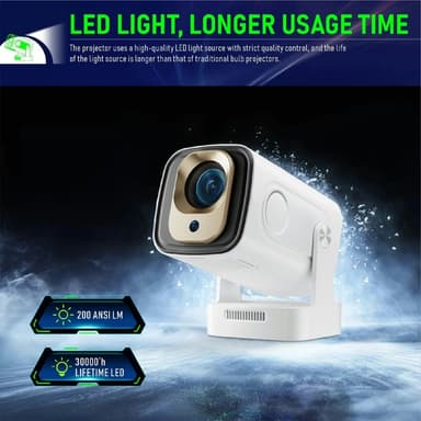 HY260 Pro -projektori 1 Gt + 8 Gt Android 11.0 WiFi6 BT5.4 Kotiteatteri 200 ANSI Lumenia