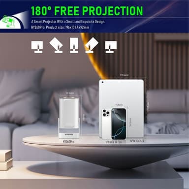 HY260 Pro -projektori 1 Gt + 8 Gt Android 11.0 WiFi6 BT5.4 Kotiteatteri 200 ANSI Lumenia