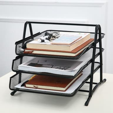 3 Layers Organizer Pöytäalusta Paperilajittelija Asiakirjatelineen teline