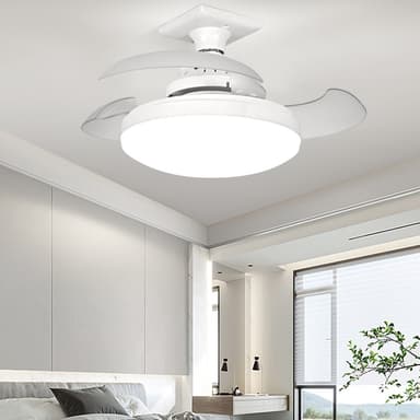 Kattotuuletin E27 Fan Kattovalo kaukosäätimellä APP Control 3 Speed ​​Himmennettävä