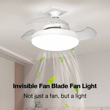 Kattotuuletin E27 Fan Kattovalo kaukosäätimellä APP Control 3 Speed ​​Himmennettävä