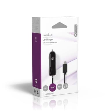 Nedis Autolaturi | 15 W | 1x 3.0 A | Lähtöliitäntöjen määrä: 1 | USB-C™ (kiinteä) Kaapeli | 1.00 m | Single Voltage Output