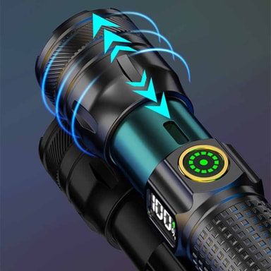 Ladattava LED-valkoinen laser taskulamppu digitaalisella näytöllä ja ...