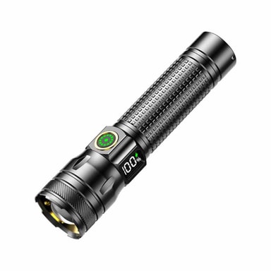 Ladattava LED-valkoinen laser taskulamppu digitaalisella näytöllä ja ...