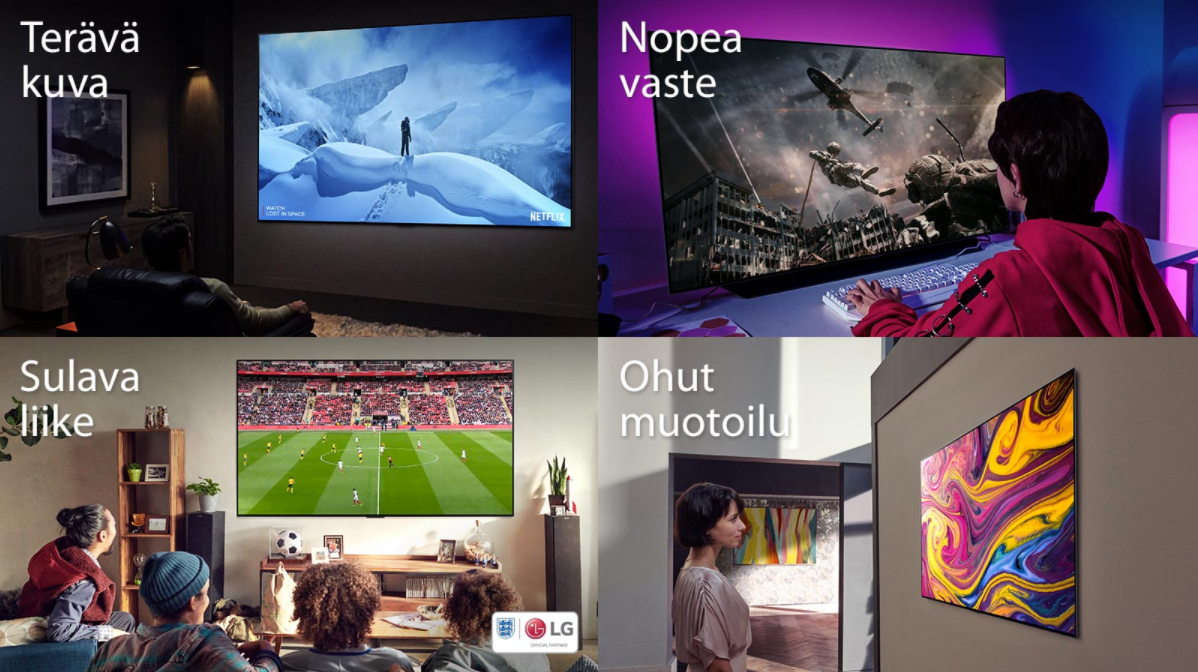 Neljä LG OLED televisiota