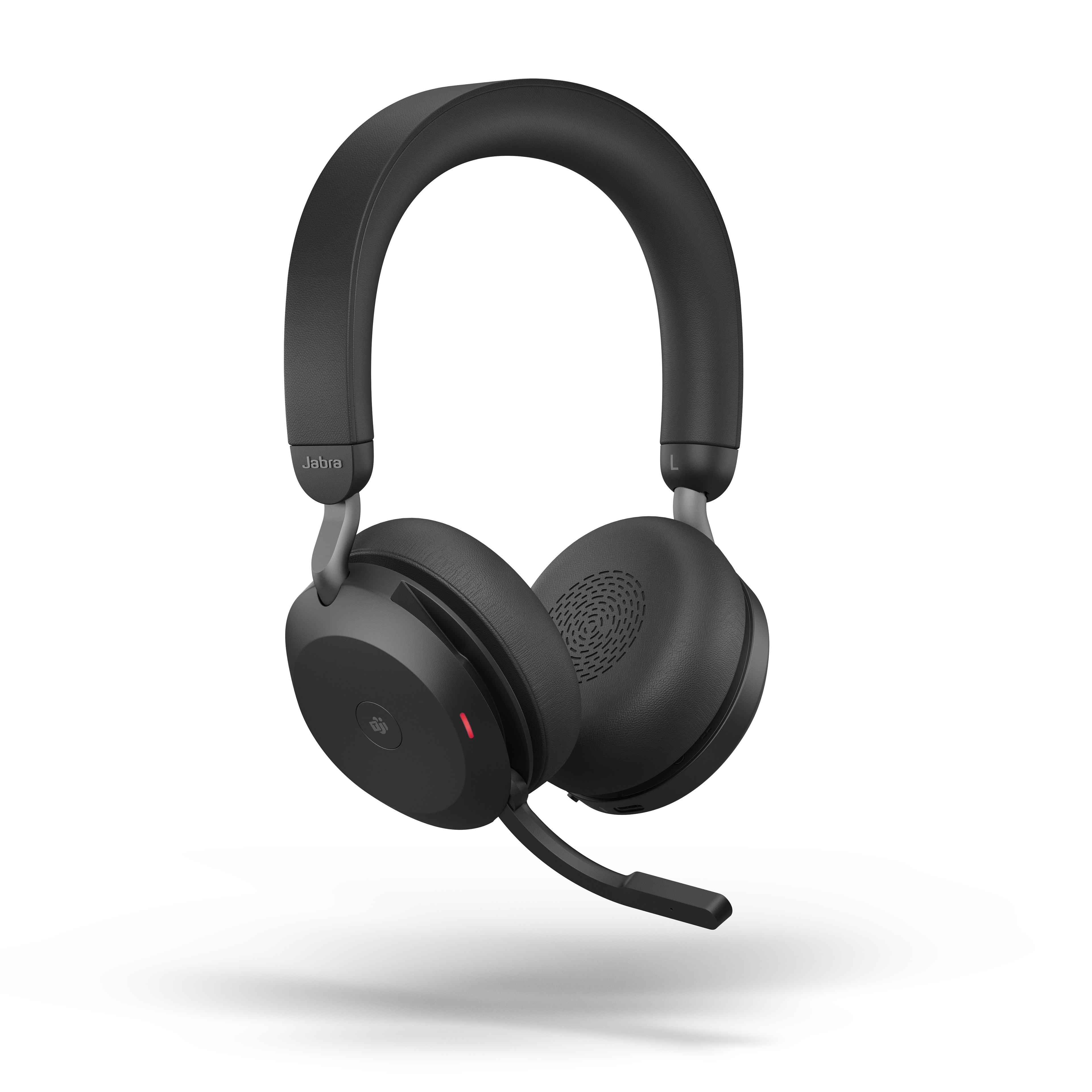 Jabra - Mustat Evolve2 75 -kuulokkeet edestä kuvattuna