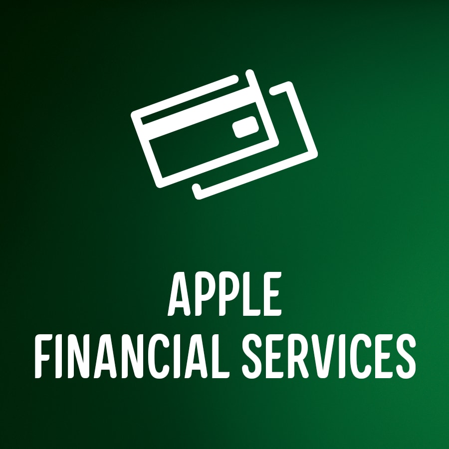 Apple Financial Services -teksti ka kuvitus kahdesta maksukortista