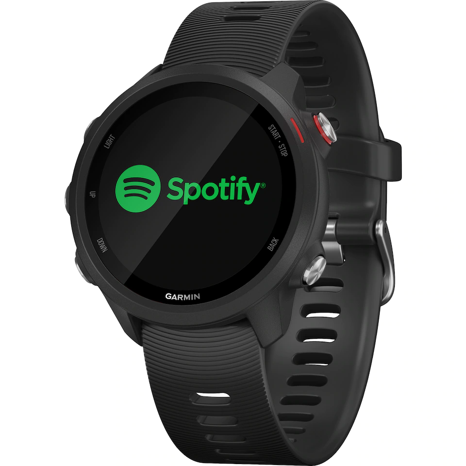 Garmin 245 Music -urheilukello sekä Spotify-logo