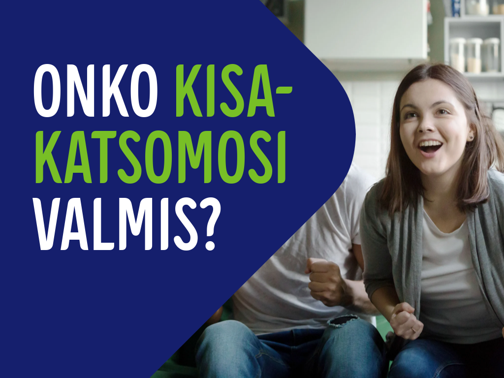 Onko kisakatsomosi valmis? Kaksi henkilöä sohvalla katsoo urheilua ja kannustaa