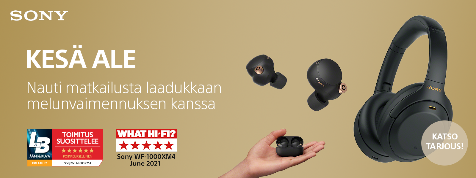Sony-kampanja - Kesäale WH-1000XM4 -kuulokkeista