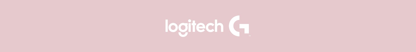 Logitech G -logo vaaleanpunaisella taustalla